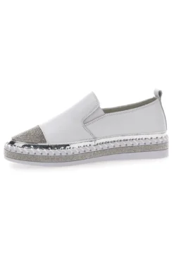 Sneakers Slip-On Bianche con Strass Cafè Cost 23015