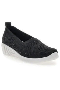 Sneakers Slip On Nere con Strass Me & Me 090246