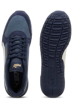 Sneakers ST Runner v4 in suede blu con banda laterale bianca