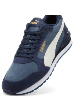 Sneakers ST Runner v4 in suede blu con banda laterale bianca