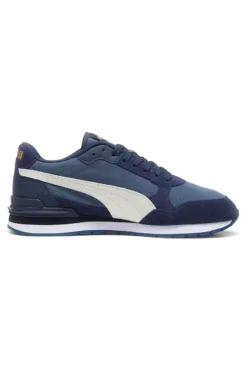 Sneakers ST Runner v4 in suede blu con banda laterale bianca