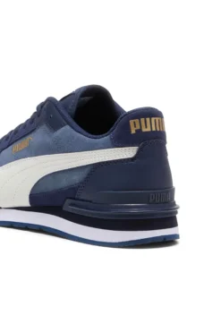 Sneakers ST Runner v4 in suede blu con banda laterale bianca