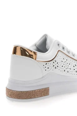 Sneakers traforate bianche con dettaglio oro CAFE' COST BK2440