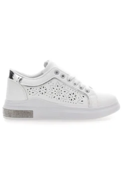 Sneakers traforate bianche con dettaglio argento CAFE' COST BK2440
