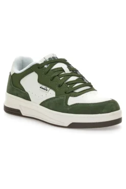 Sneakers verde e bianco in pelle Diadora 182198 70224