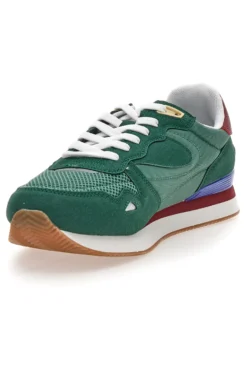 Sneakers verdi in tessuto con dettagli scamosciati Gas OMY MIX