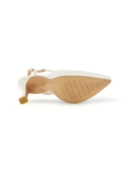 Spitze cremefarbene Slingback-Schuhe mit Riemen Pittarello couture 1922