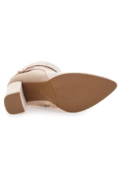 Stivaletti beige con tacco alto e cinturino alla caviglia Le Havre Paris 6001
