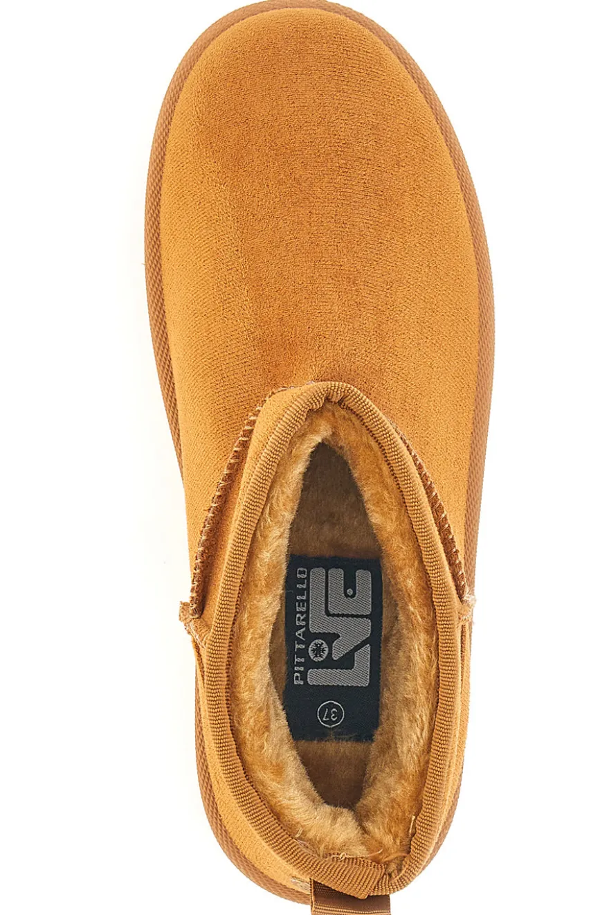 Stivaletti beige effetto pantofola con platform e interno in pelo Pittarello Love PK1497C