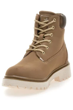 Stivaletti beige imbottiti suola carrarmato Cotton belt Ellie Nbk