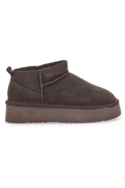 Stivaletti Flatform Testa di Moro in Vera Pelle Scamosciata con Pelo Pittarello Wow 3547