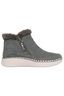 Stivaletti grigi in suede con pelliccia e Memory Foam Skechers Wilshire Blvd Fresh Zip