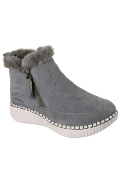 Stivaletti grigi in suede con pelliccia e Memory Foam Skechers Wilshire Blvd Fresh Zip