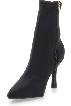 Stivaletti neri a calza con tacco a spillo The First P632