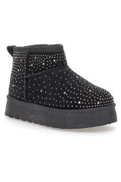 Stivaletti neri con strass e interno caldo con pelo Grazie Girls GB2030
