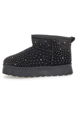 Stivaletti neri con strass e interno caldo con pelo Grazie Girls GB2030