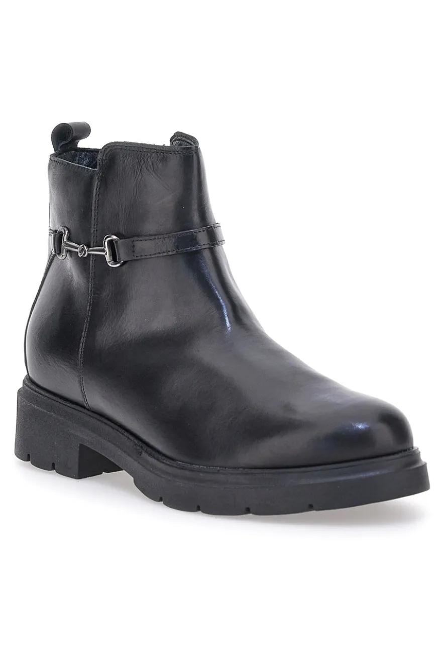 Stivaletti neri in pelle con morsetto Pittarello Class 849240