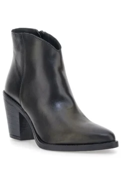 Stivaletti neri in vera pelle con tacco alto squadrato Pittarello glam 6326400