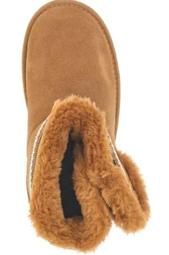 Stivaletti pantofole camel con pelo e suola platform Mon Dieu L1264
