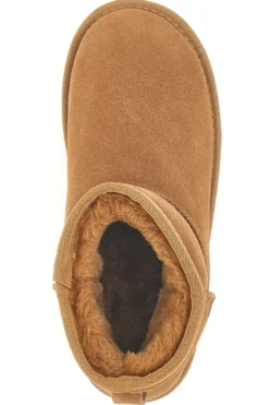 Stivaletti pantofole camel con suola platform e interno in pelo Mon Dieu L1251