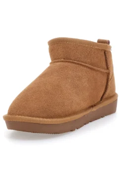 Stivaletti Pantofole camel imbottiti con pelo effetto scamosciato Mon Dieu L1200