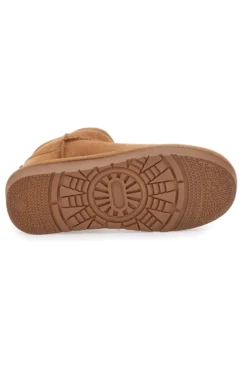 Stivaletti Pantofole camel imbottiti con pelo effetto scamosciato Mon Dieu L1200