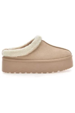 Stivaletti stile pantofola beige con bordo in pelo Pittarello Love PK1913C