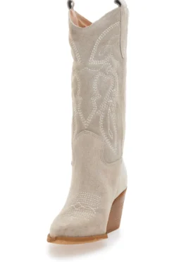 Stivaletti Texani Beige Con Tomaia Ricamata Made in Italy PITTARELLO LOVE TEX901RN