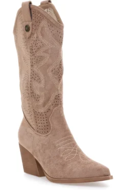 Stivali beige traforati con tacco Cafè cost H3W205837