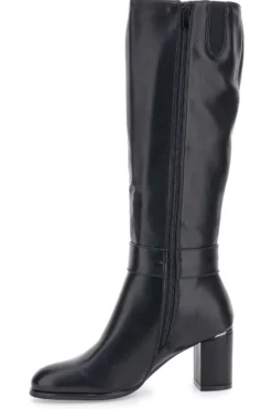 Stivali neri al ginocchio con tacco largo e fibbia Energy I1005