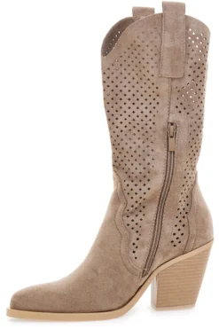 Stivali texani beige traforati Cafe' cost P663