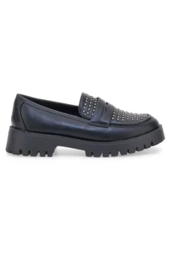 Talemi JN10125 schwarze Loafer mit Nieten und Profilsohle