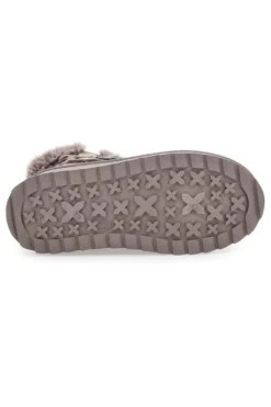 Taupefarbene Stiefeletten mit Animal-Print-Einsätzen und Fellfutter. Danke 1642