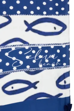 Telo mare blu con stampa Selun beach 261025