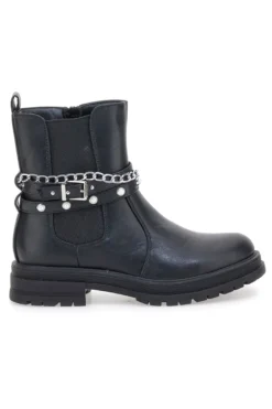 Tronchetti neri con catena e borchie Pitt Kids SKBS812