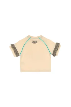 T-Shirt Beige Con Fantasia Animalier e Volant PITT KIDS PT-K-T-7002