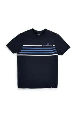 T-shirt blu con righe e logo U.s.grand polo S61620M