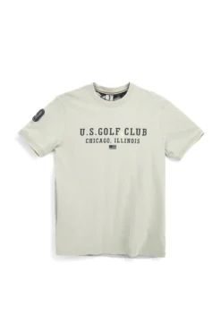 T-shirt Grigia con stampa frontale e patch sulla manica Us golf TS2607