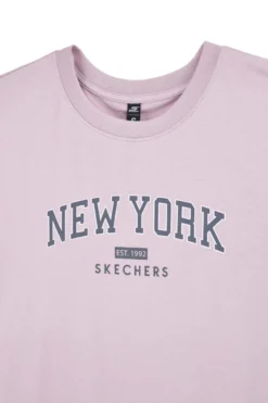 T-shirt Malva Oversize con Stampa Los Angeles Skechers Destination Short Sleeve Tee
