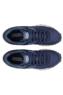 Under Armour Essential Runner – blaue Nylon-Sneaker mit Wildledereinsätzen