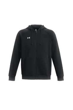 Under Armour RIVAL FLEECE FZ HOODIE Schwarzer Fleece-Hoodie mit durchgehendem Reißverschluss