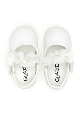 Weiße Ballerinas mit dekorativen Blumen Thank you girl 392601S