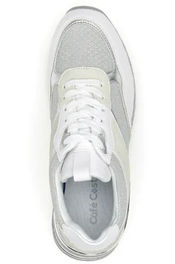 Weiße Schnürschuhe mit Plateau und Obermaterial mit Glitzer CAFE‘ COST H1506049