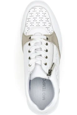 Weiße Schnürschuhe mit seitlichem Reißverschluss MIO TEMPO H216361