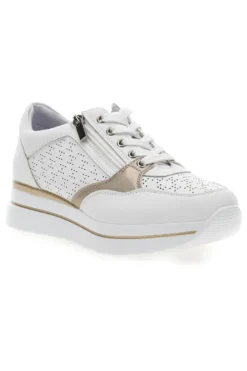 Weiße Schnürschuhe mit seitlichem Reißverschluss MIO TEMPO H216361