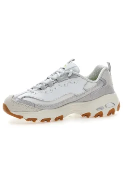 Weiße Schuhe mit schillernden Einsätzen und Memory Foam Skechers D'Lites Dazzling Shine