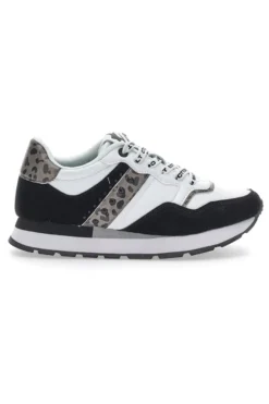 Weiße/schwarze Lunar-Sneaker mit Baumwollgürtel