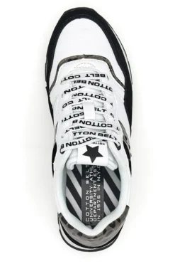 Weiße/schwarze Lunar-Sneaker mit Baumwollgürtel