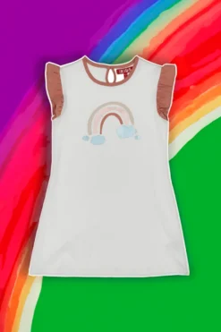 Weißes Kleid mit Rainbow Pitt Kids 05082