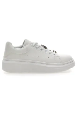 Weiße Sneakers mit dekorativen Clips CAFE' COST LAILITZ004